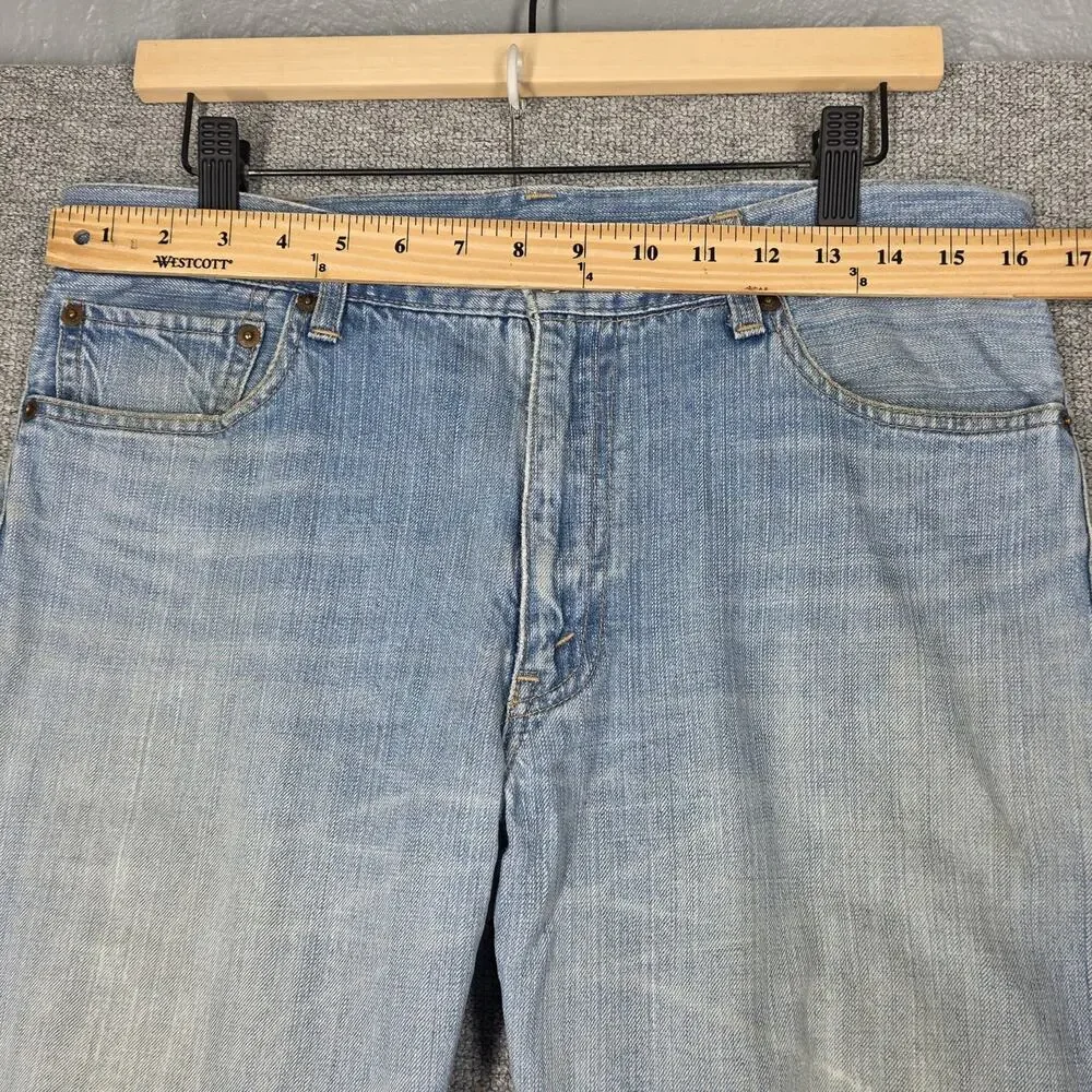 LEVI’S 505 RED LOOP – Y2K DISTRESSED STRAIGHT LEG LIGHT BLUE JEANS – MEN’S 33×33
